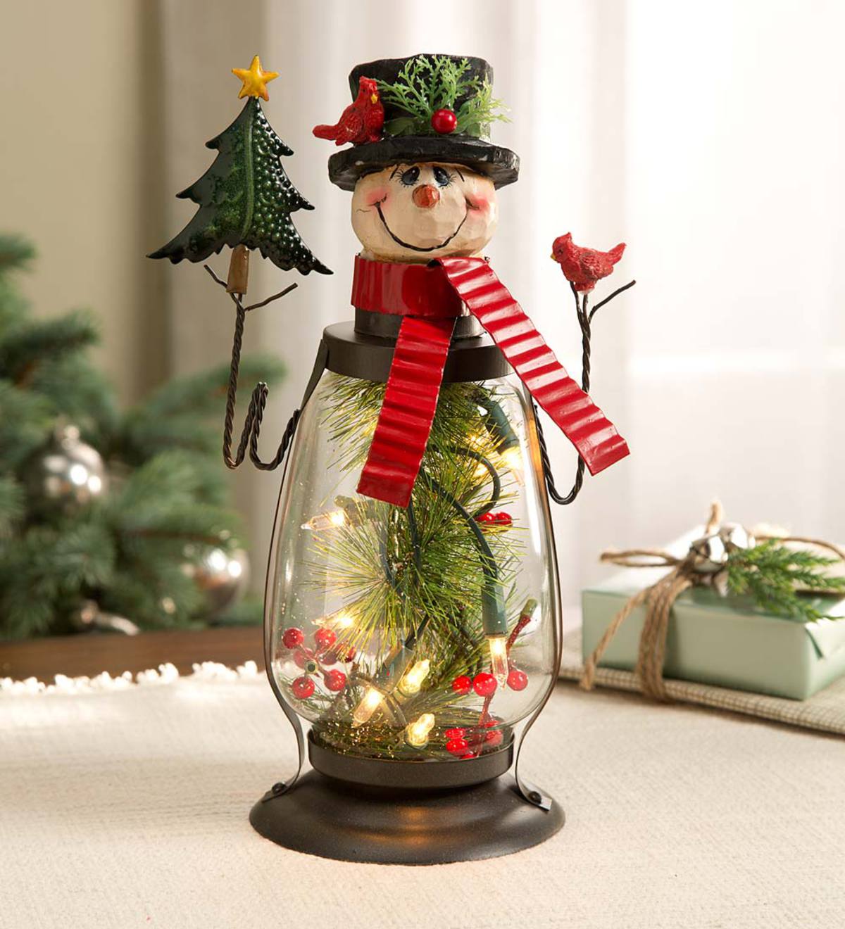 Snowman, Christmas Decor, Light up Snowman, Holiday Decor, Glass