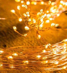 Firefly Bunch Lights, 640 Warm White LEDs on Bendable Wires, Electric, 6'2"L - Copper Wire