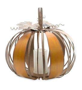 Decorative Metal Pumpkin with LED Candle