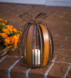 Decorative Metal Pumpkin with LED Candle