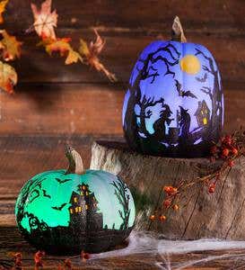 Color Changing Lighted Halloween Pumpkin, Tall