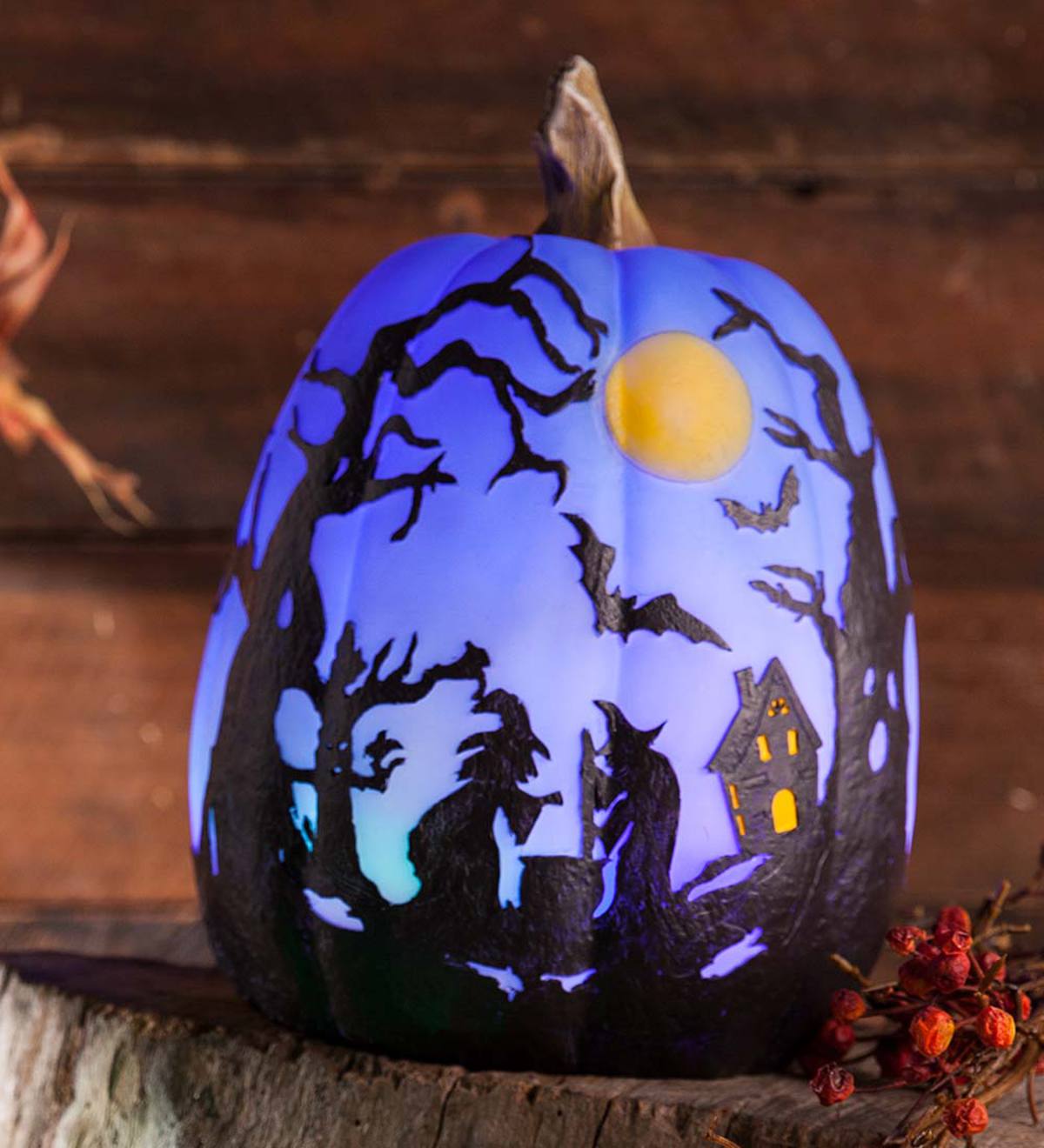 Color Changing Lighted Halloween Pumpkin, Tall