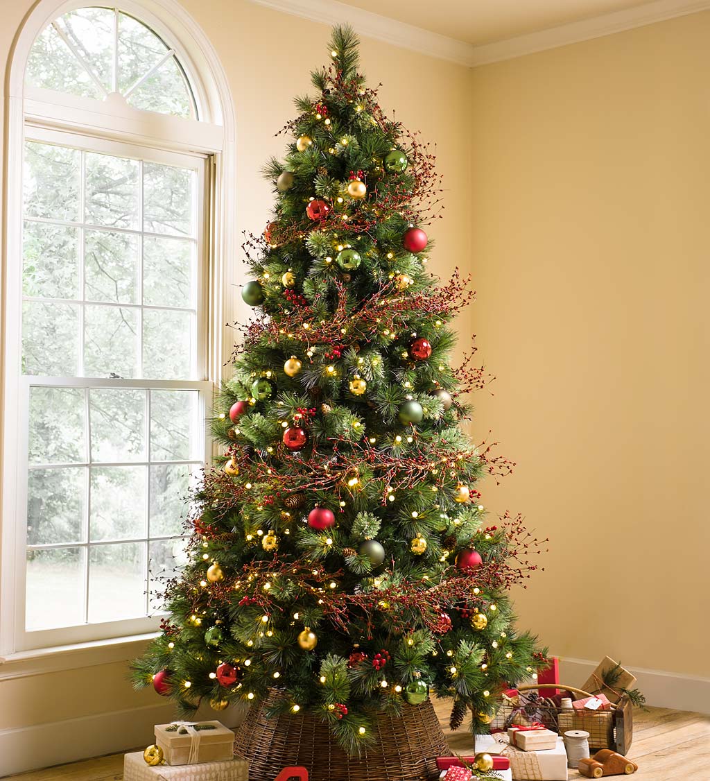 Christmas decorations with pinecones Christmas evergreen tree and