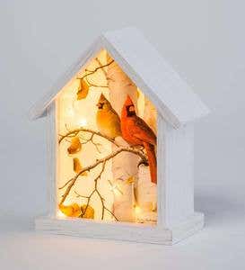 Lighted Cardinal Birdhouse Accent