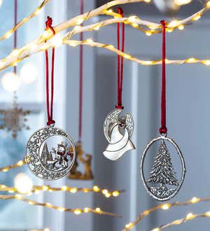 Solid Pewter Christmas Tree Ornament - Bells