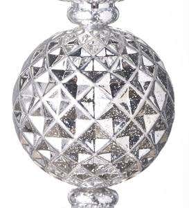 Indoor/Outdoor Shatterproof Holiday Lighted Large Finial Hanging Ornament - Finial Silver
