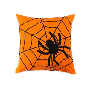 Indoor/Outdoor Halloween Spider Web Cotton Throw Pillow