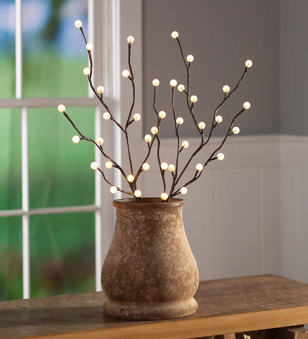 Plow & Hearth Indoor/Outdoor Lighted Birch Branches, Set of 2 Brown