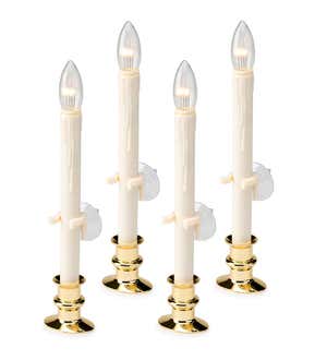 Suction Cup Window Candles with Timer and Remote, Set of 4