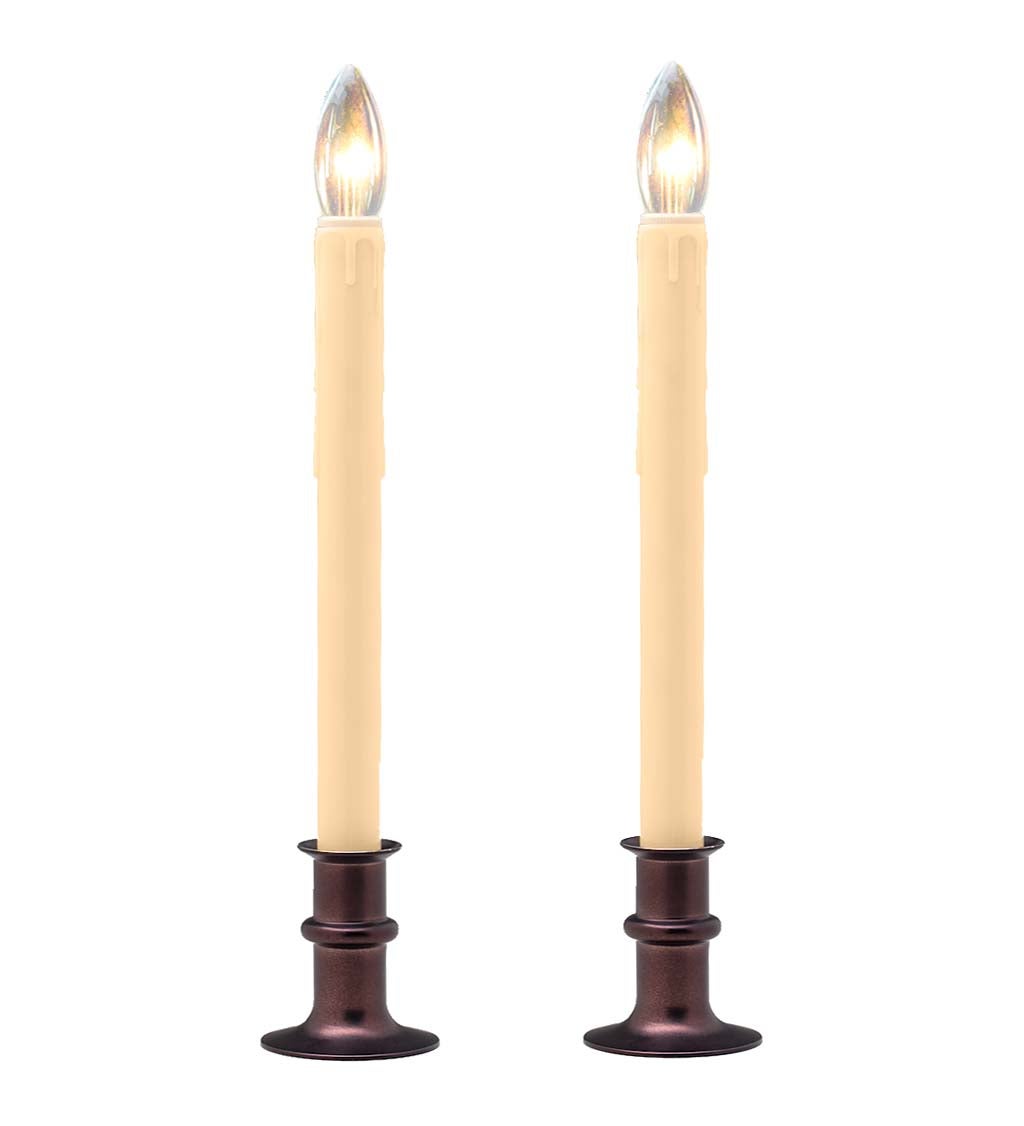 Adjustable Window Candle with Timer Set of 2 Onyx Plow Hearth