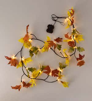 Indoor/Outdoor Lighted Mixed Oak Leaf Garland