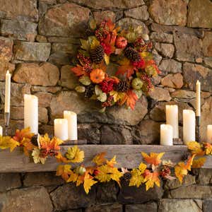 Fall Foliage Pumpkins and Pine Cones Garland