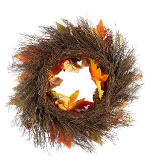 Fall Foliage Pumpkins and Pine Cones Wreath