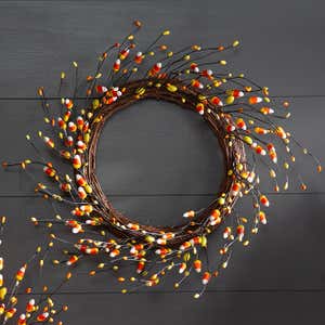 Halloween Candy Corn Artificial Wreath