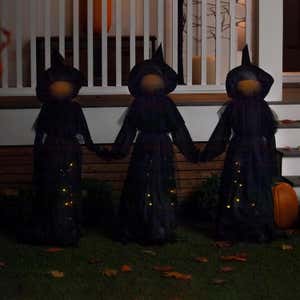 Lighted Halloween Witch Stakes with Glowing Dresses, Set of 3 | Plow ...
