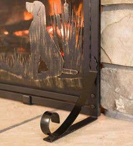 Retriever Dogs Fireplace Screen with Doors