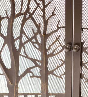 Country Road Tree Line Fireplace Screen with Doors