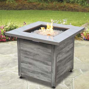 Tidewater Propane Gas Fire Pit with Tabletop Insert, Fire Glass and Cover