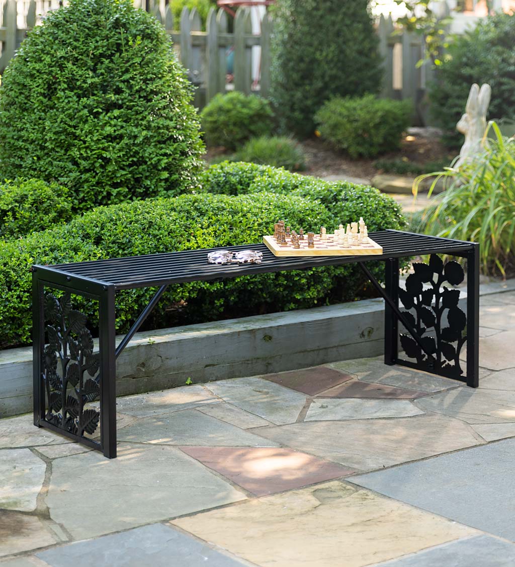 Backless metal 2025 garden bench