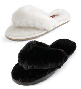 Women's Genuine Sheepskin Thong Slippers