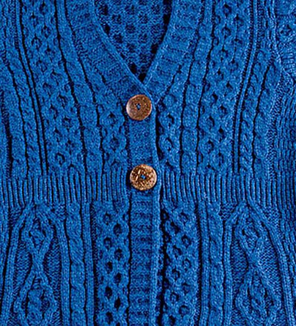 Women's Merino Wool Irish Aran Knit Long Cardigan Sweater - Blue