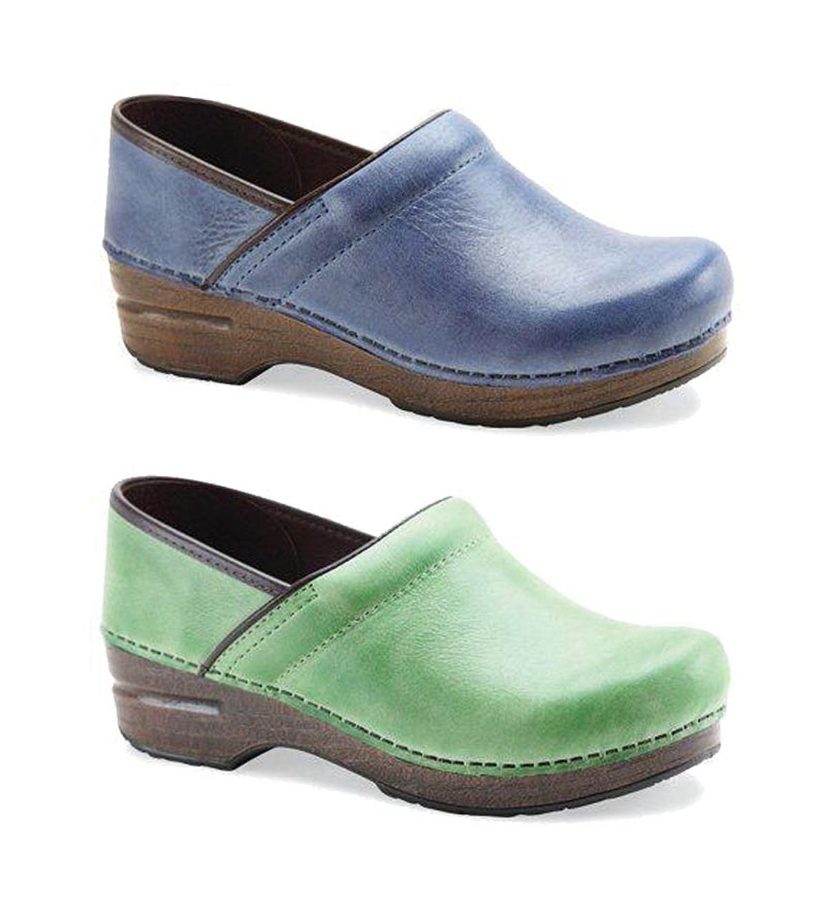 Dansko® Professional Soft Full Grain Leather Stapled Clogs - Blue