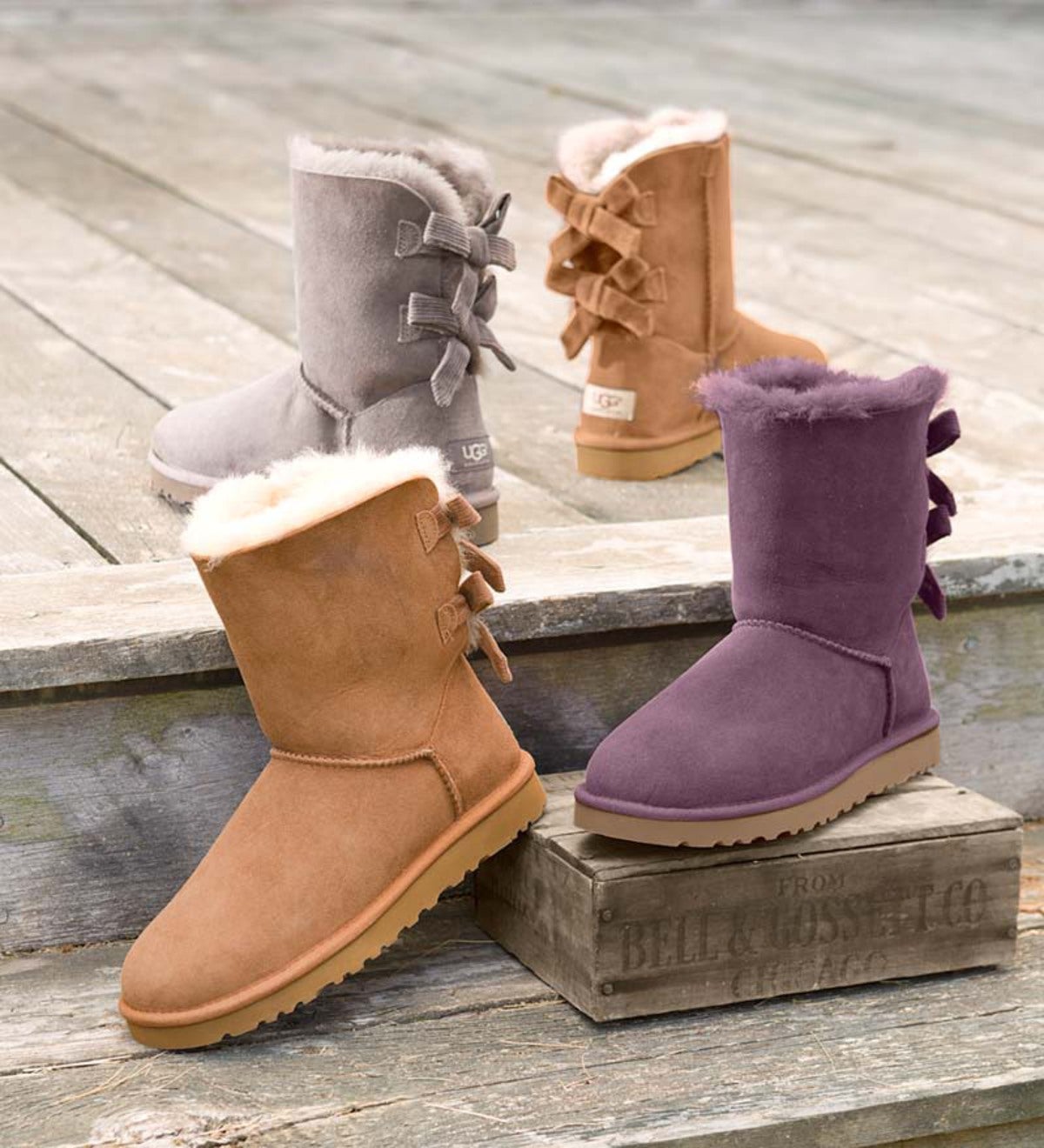 UGG® Australia Bailey Bow Corduroy Boots - Chestnut - Size 5 