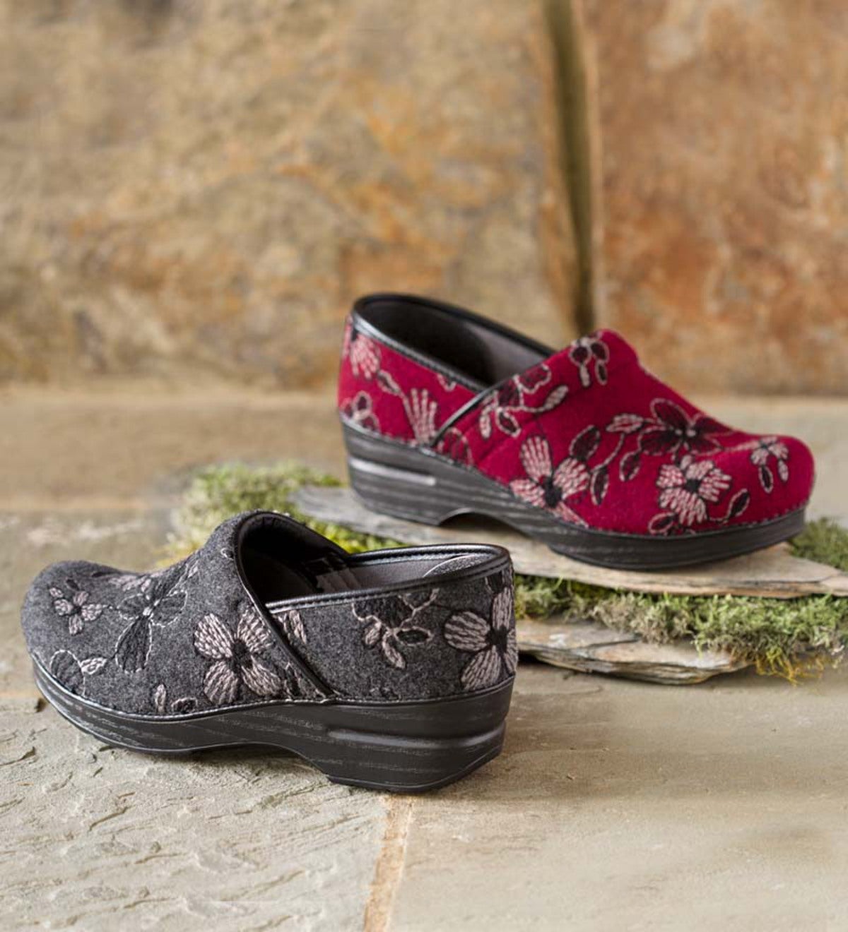 Dansko floral sales felt clogs