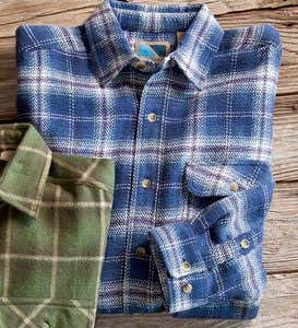 Men's Cotton Flannel Shirt With Button Front Pockets