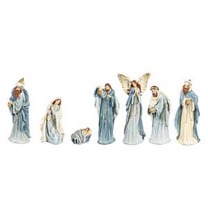 Blue Nativity Scene, Set of 7