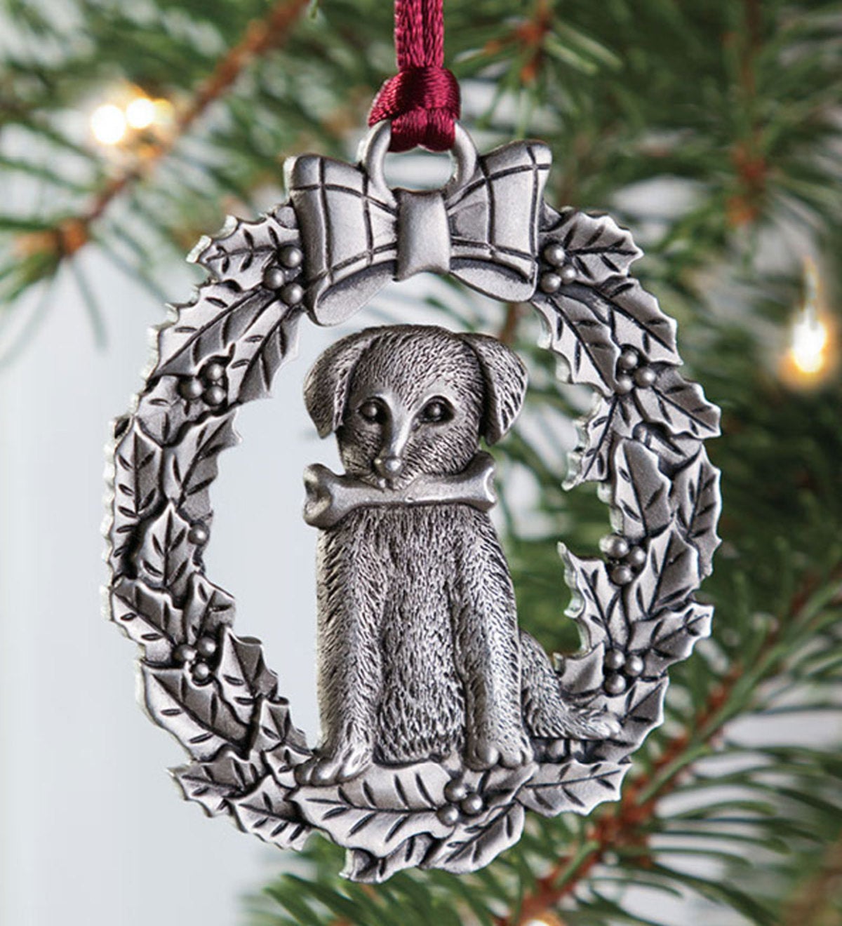 Solid Pewter Dog Ornament