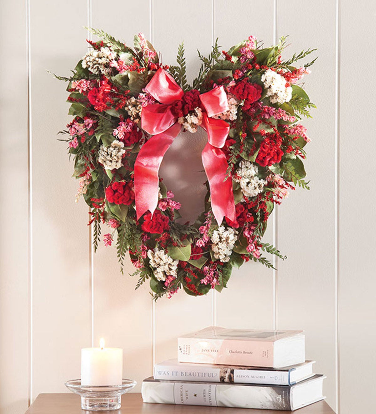 16"Hand-Crafted Heart-Shaped Dried Floral Wreath In Two Sizes