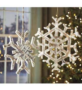 Enameled Mango Wood Snowflake Ornaments – The Address for Home Interiors