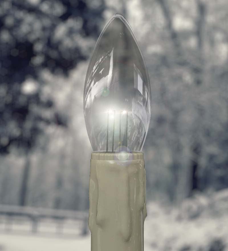 Adjustable Height Window Candle With Outward Facing LED Bulb