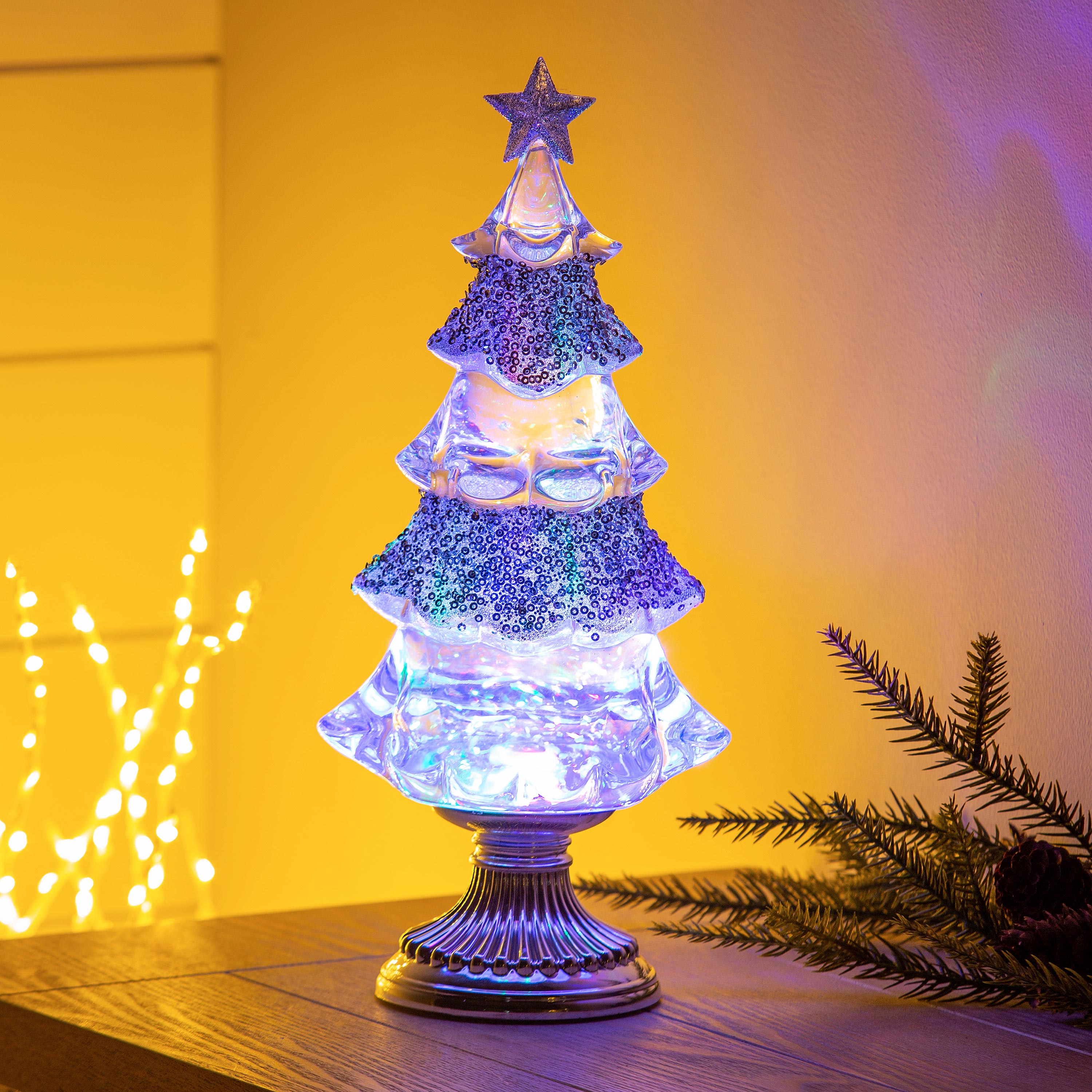 Lighted Water Globe Christmas Tree Table Décor | Plow & Hearth