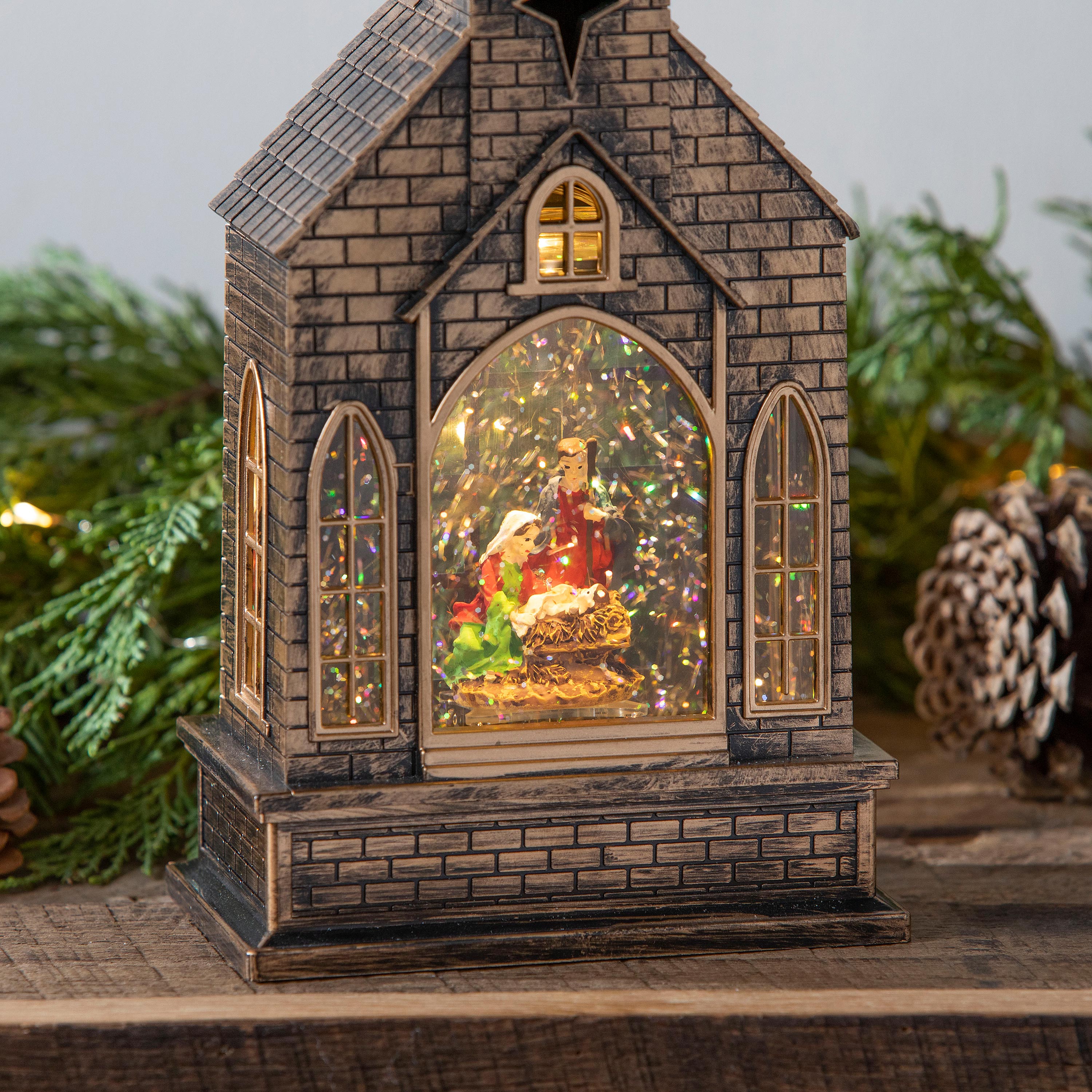 Lighted Church Water Globe Lantern with Projector | Plow & Hearth