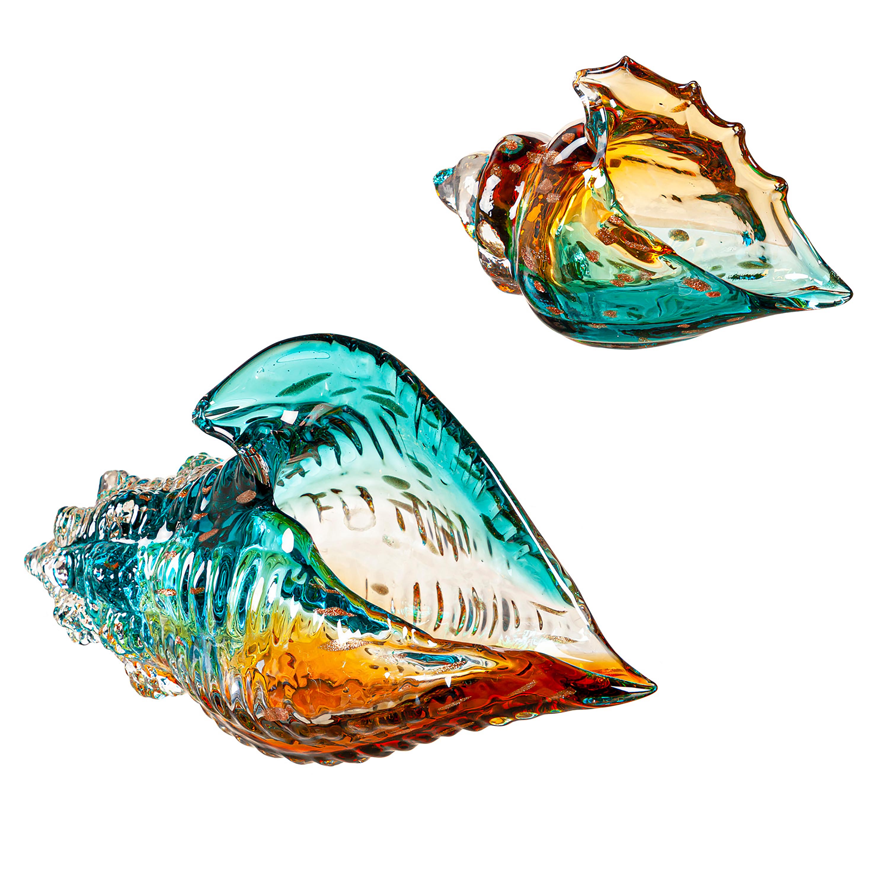 Christmas Gift Hand Blown Glass Seashell Conch Figurines Sculpture