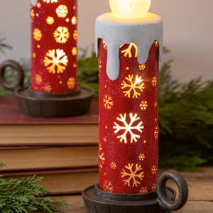 Lighted Snowflake Candlestick Table Décor, Set of 2