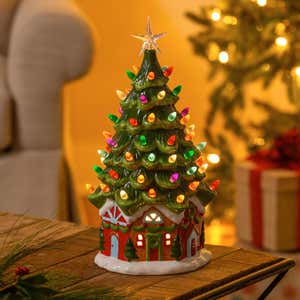 Small Ceramic Christmas Tree w/Lights -Kiln Fire