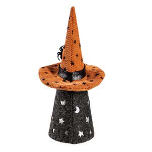 Lighted Halloween Gnome with Spider Hat