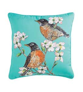 Decorative Bird Design Outdoor Throw Pillow