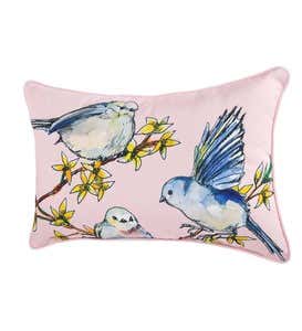 Decorative Bird Design Outdoor Throw Pillow