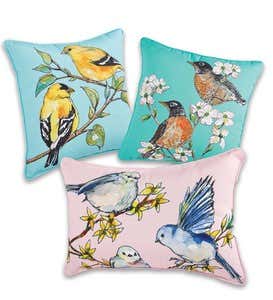 Decorative Bird Design Outdoor Throw Pillow