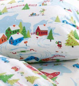 Peanuts Winter Scene Portuguese Flannel Sheet Set