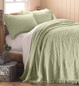 Twin Wedding Ring Tufted Chenille Bedspread - Sage