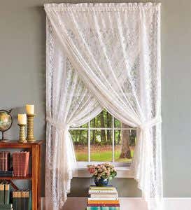 56”W x 15”L Semi-Sheer Lace And Crochet Curtain Valance
