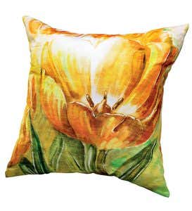 All-Weather Outdoor Flower Throw Pillow