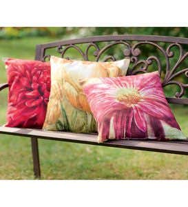 All-Weather Outdoor Flower Throw Pillow