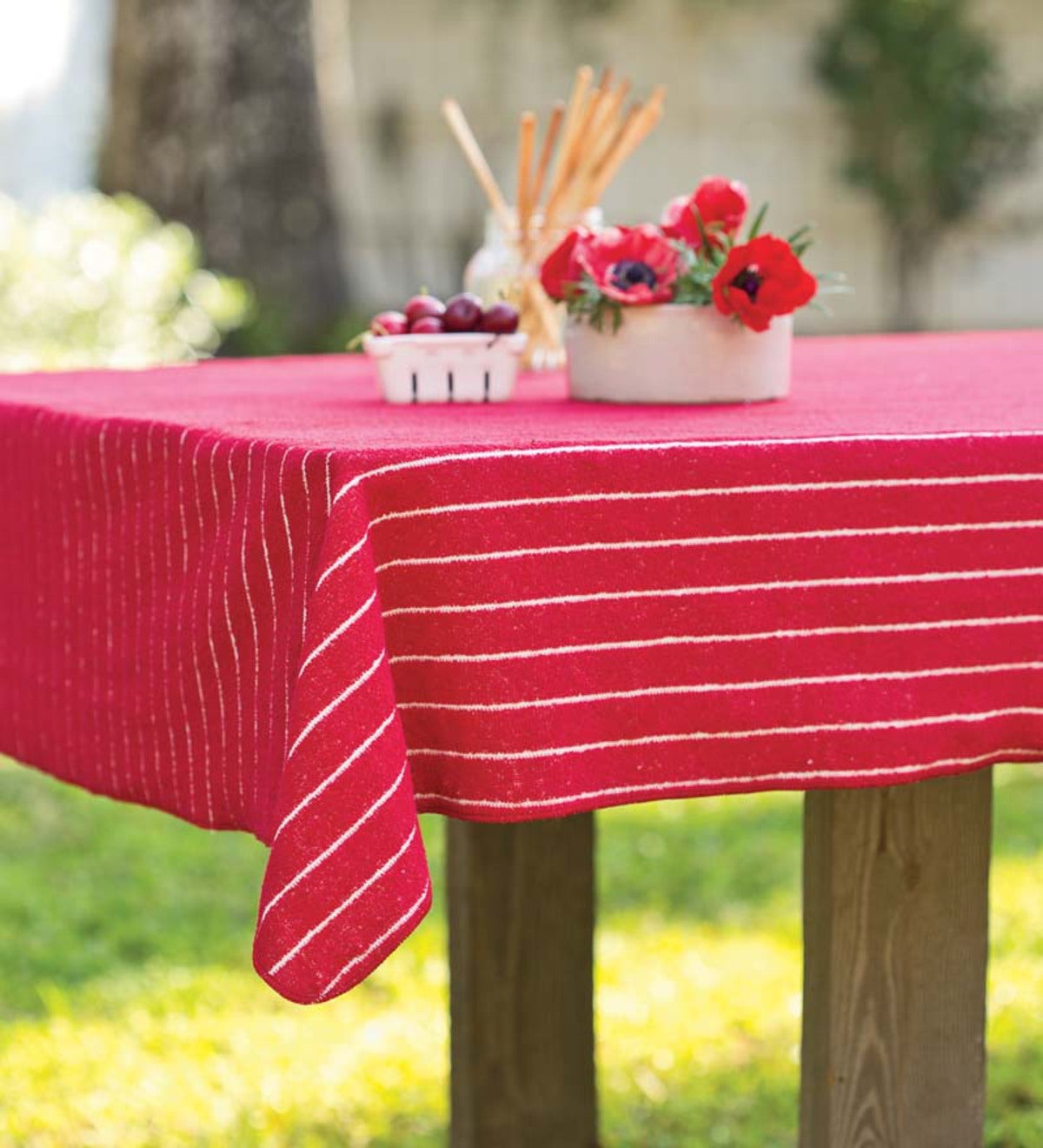 Round Red Gingham Table Cover