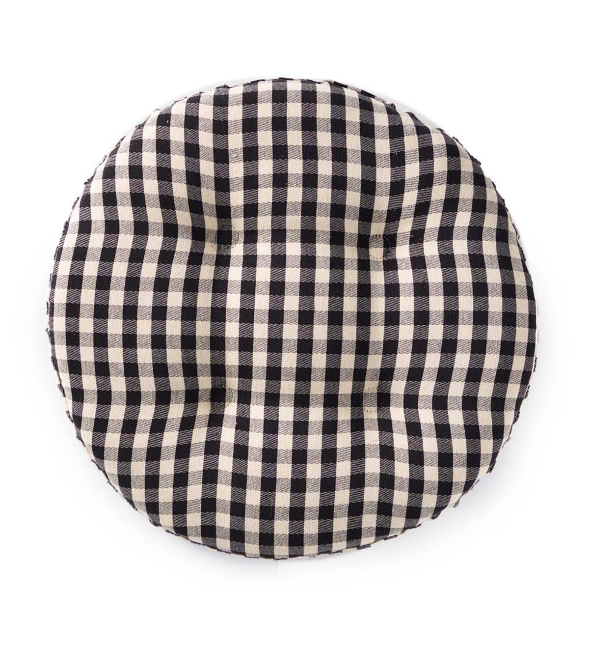 Non-Slip Gingham Chair Pad - Black